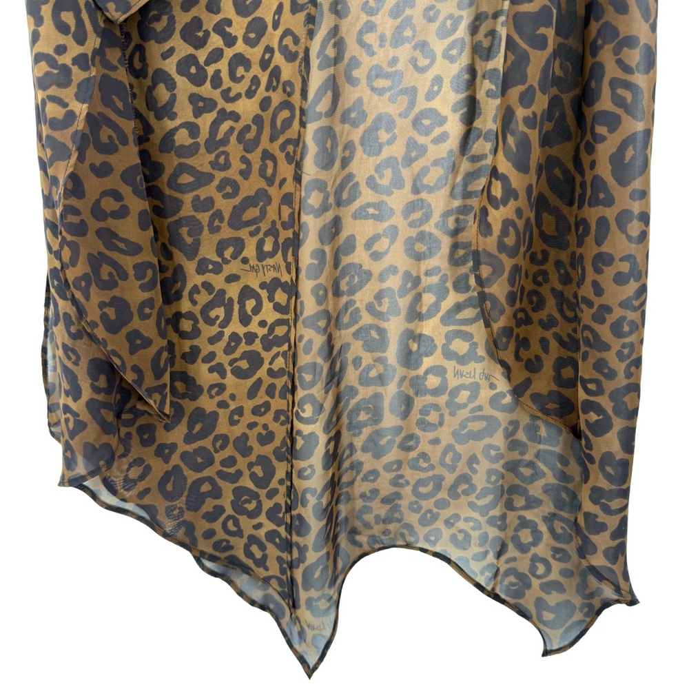 Nasty Gal Leopard Print Asymmetric Sheer Midi Skirt Festival Y2K Indie Sleaze - Picture 5 of 12
